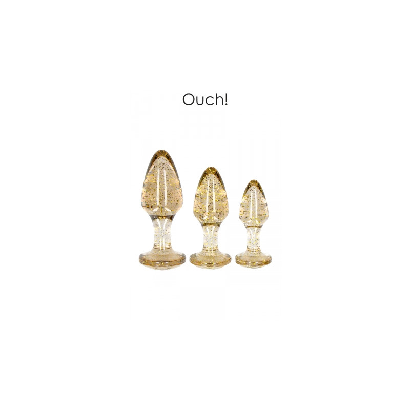 Set 3 plugs pailletés dorés en acrylique - Ouch!