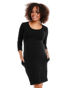 Robe de grossesse en Coton Noire