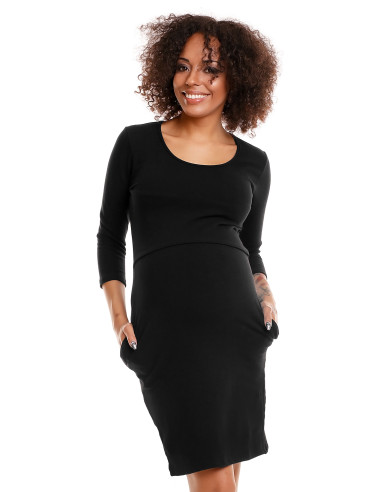 Robe de grossesse en Coton Noire