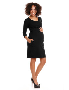 Robe de grossesse en Coton Noire 2