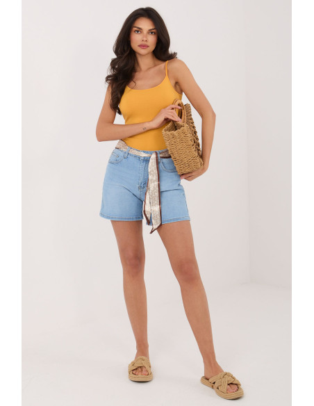 Short Élégant en Coton Bleu