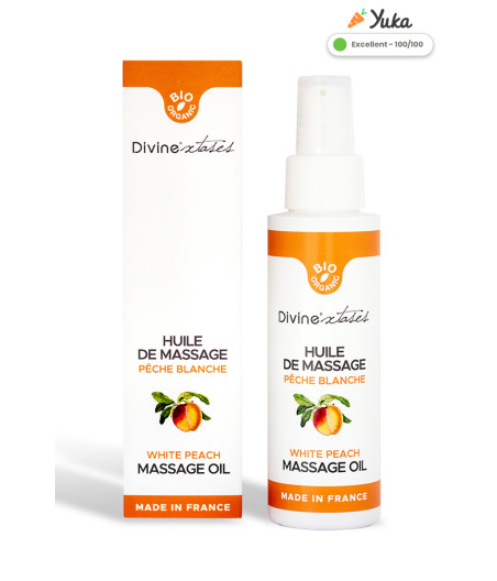 Huile de massage gourmande BIO pêche blanche
