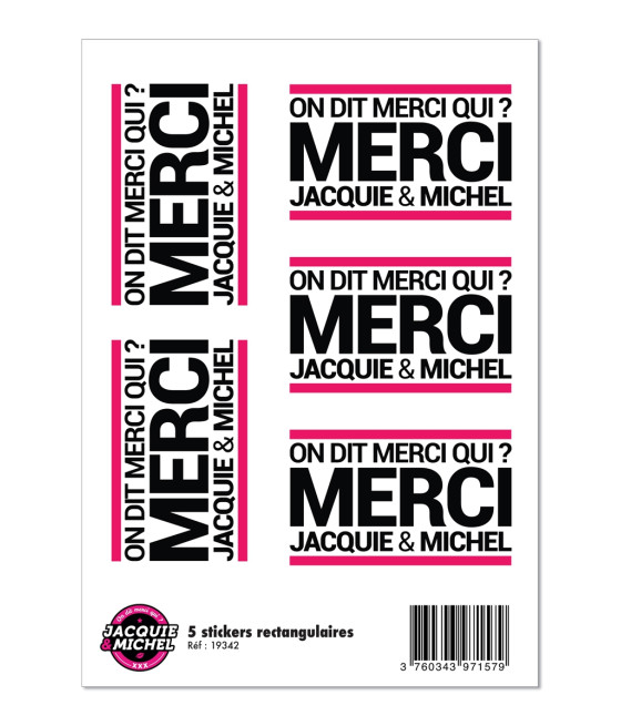 5 stickers J&M blanc logo rectangle