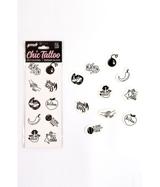 10 tatouages temporaires Spicy Collection - Secret Play