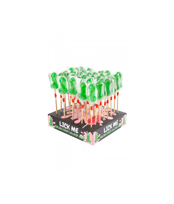 Présentoir de 40 sucettes pénis à la menthe avec effet rafraichissant