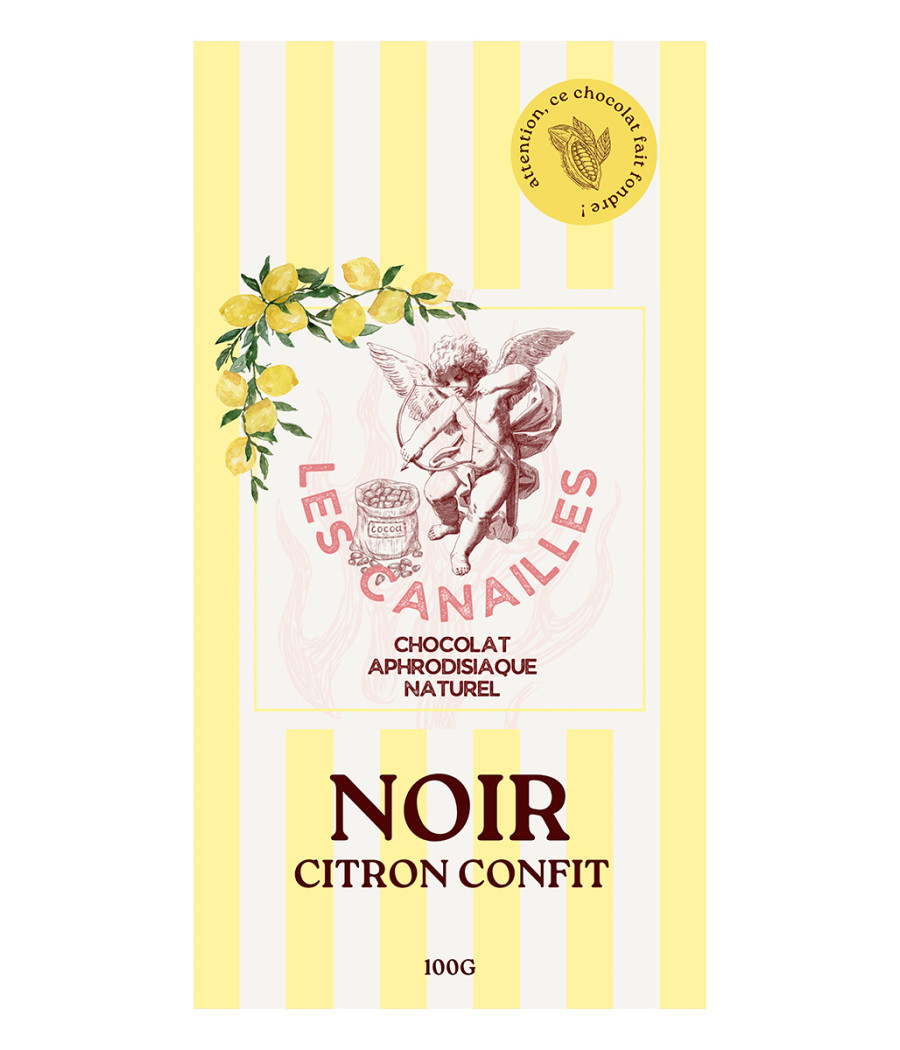 Chocolat noir citron confit - Tablette 100g - Les canailles