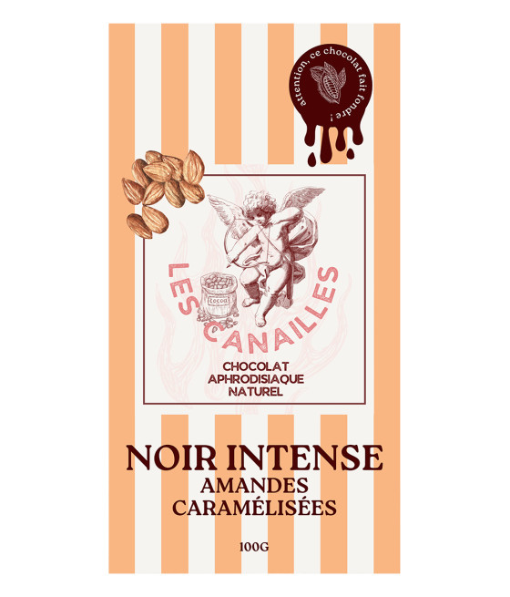 Chocolat noir amandes caramélisées - Tablette 100g - Les canailles