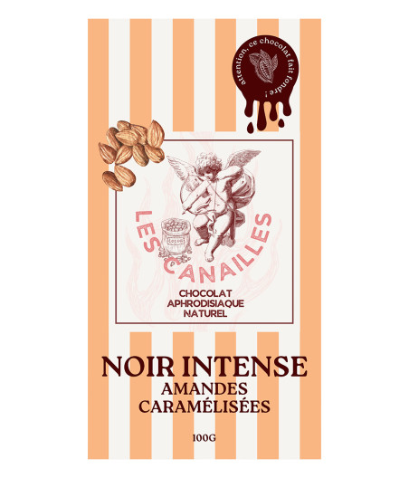 Chocolat noir amandes caramélisées - Tablette 100g - Les canailles