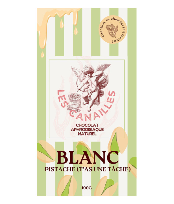 Chocolat blanc pistache - Tablette 100g - Les canailles