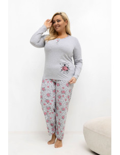 Pyjama Taille Plus Élégant en Coton Gris