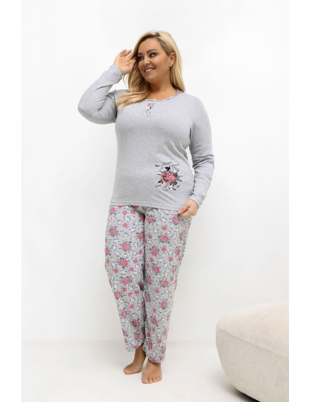 Pyjama Taille Plus Élégant en Coton Gris