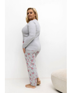 Pyjama Taille Plus Élégant en Coton Gris 2