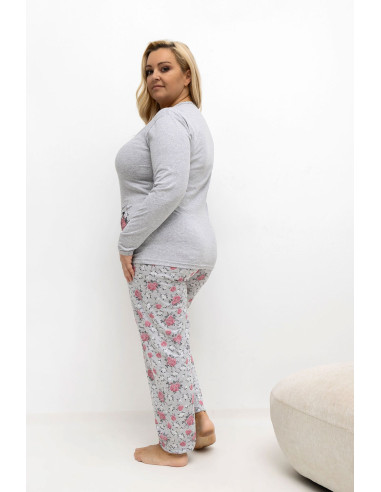 Pyjama Taille Plus Élégant en Coton Gris