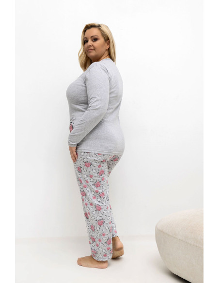 Pyjama Taille Plus Élégant en Coton Gris