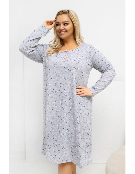 Chemise de nuit Plus Size Élégante en Coton Grise