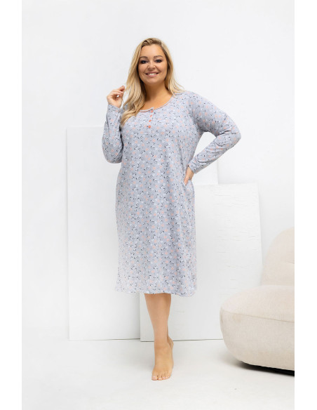 Chemise de nuit Plus Size Élégante en Coton Grise