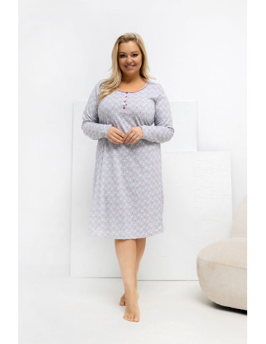 Chemise de nuit Plus Size Élégante en Coton Grise