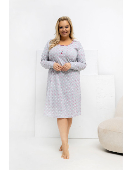 Chemise de nuit Plus Size Élégante en Coton Grise