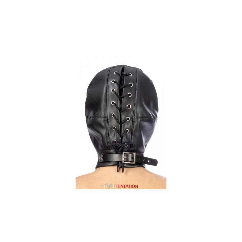 Cagoule BDSM simili cuir avec baillon amovible - Fetish Tentation