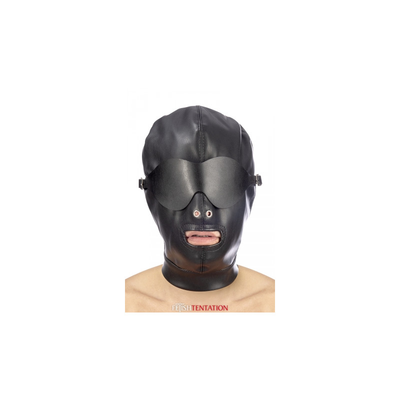 Cagoule simili cuir avec bandeau amovible - Fetish Tentation
