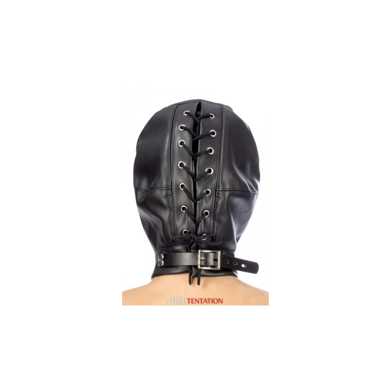 Cagoule simili cuir avec bandeau amovible - Fetish Tentation