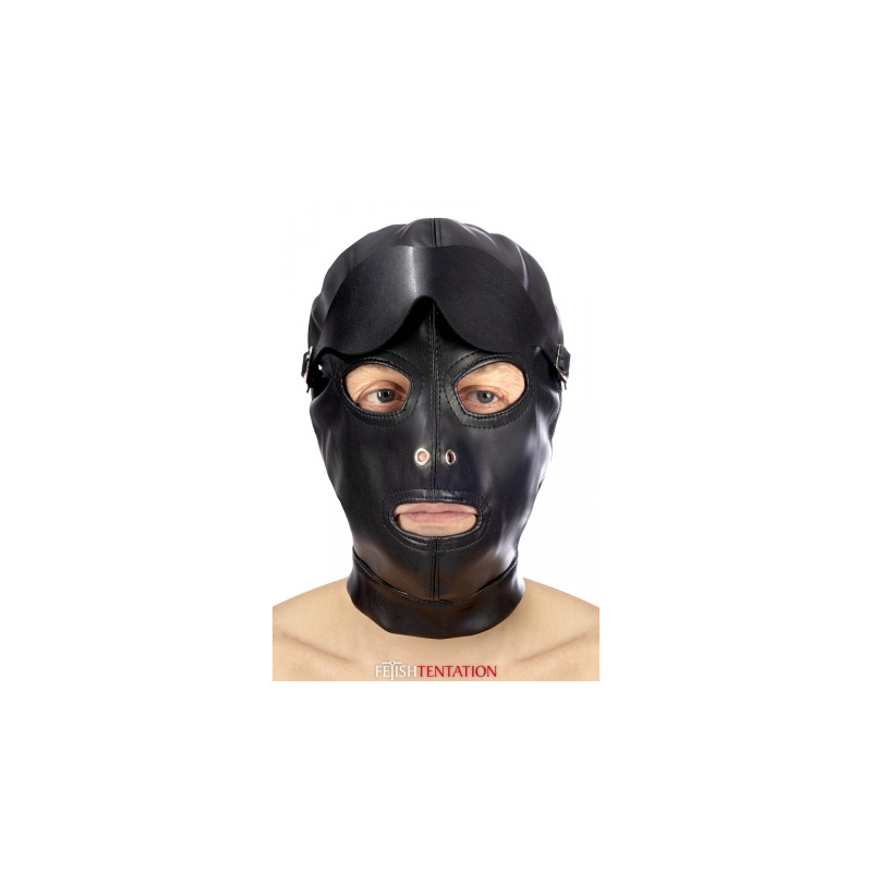 Cagoule simili cuir avec bandeau amovible - Fetish Tentation