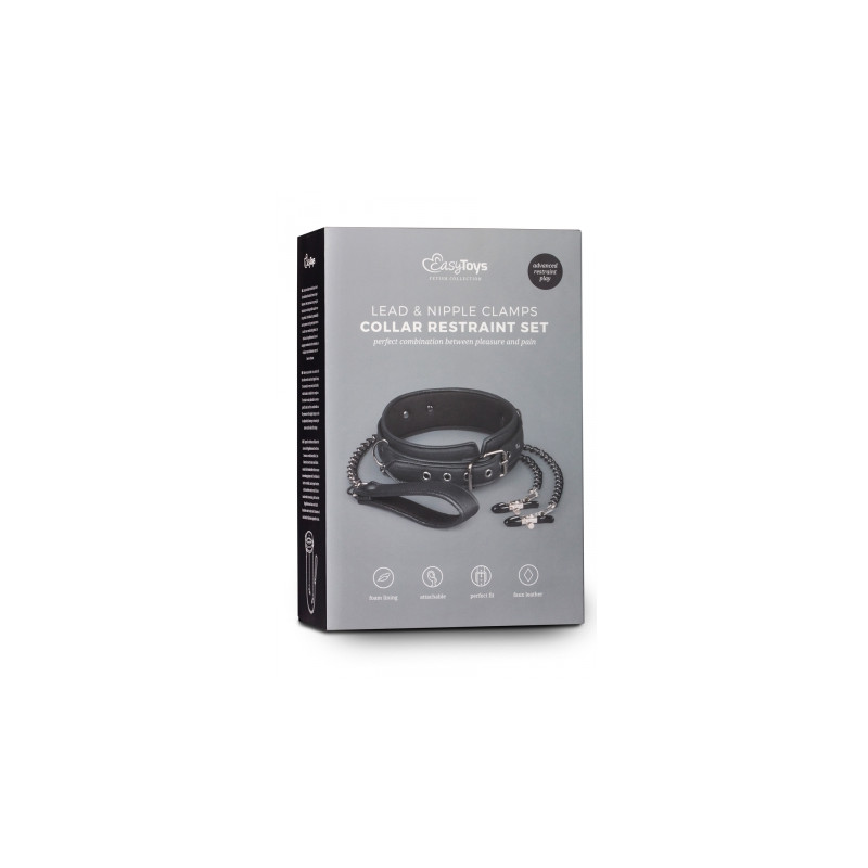 Collier cuir avec chaînes de seins - Easytoys Fetish Collection