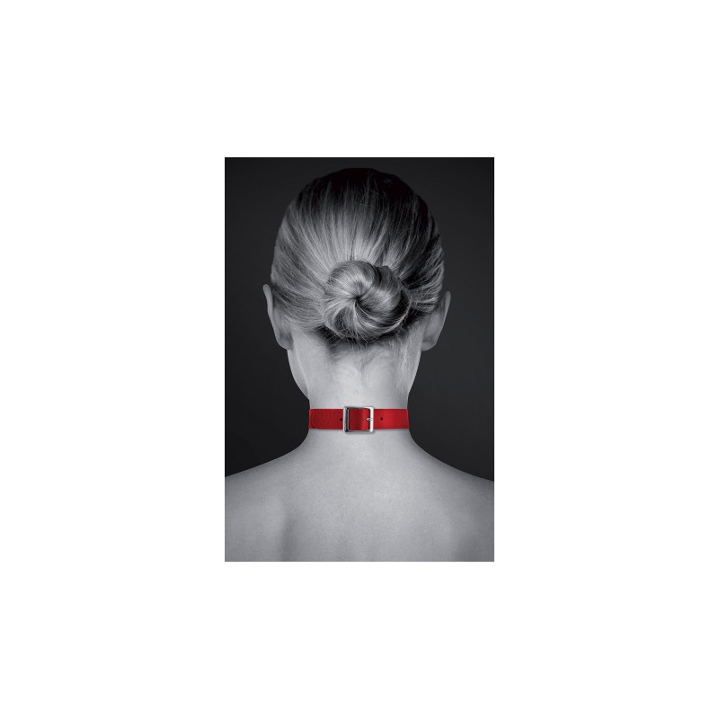 Collier Fetish rouge avec anneau - Bijoux Pour Toi