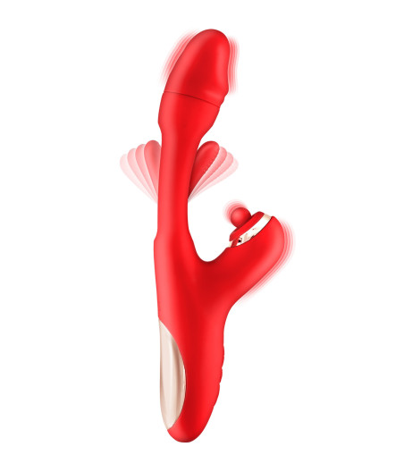 Vibromasseur rabbit 3-en-1 Joyfully rouge - Yoba