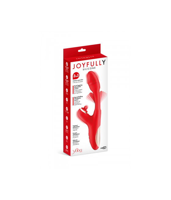 Vibromasseur rabbit 3-en-1 Joyfully rouge - Yoba
