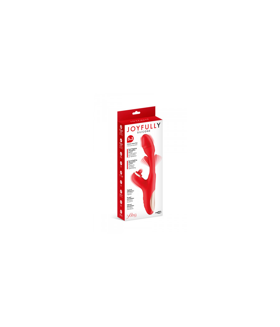Vibromasseur rabbit 3-en-1 Joyfully rouge - Yoba
