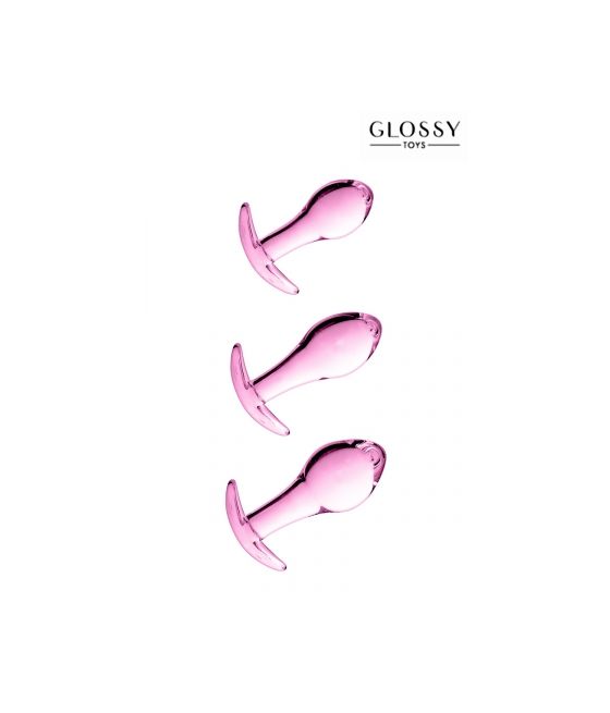 Set 3 plugs anal en verre Glossy Toys n° 17 Pink