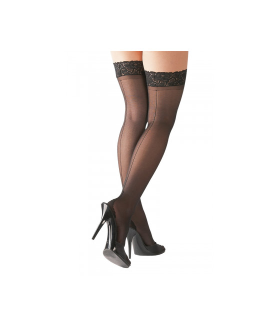 Bas autofixants couture noir 1 - Cotelli Legwear