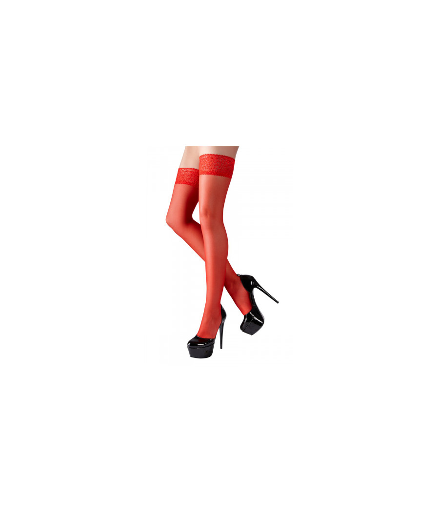 Bas autofixants rouge - Cotelli Legwear