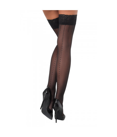 Bas autofixants noir Hold up 2 - Cotelli Legwear