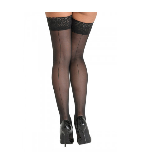 Bas autofixants noir Hold up 3 - Cotelli Legwear