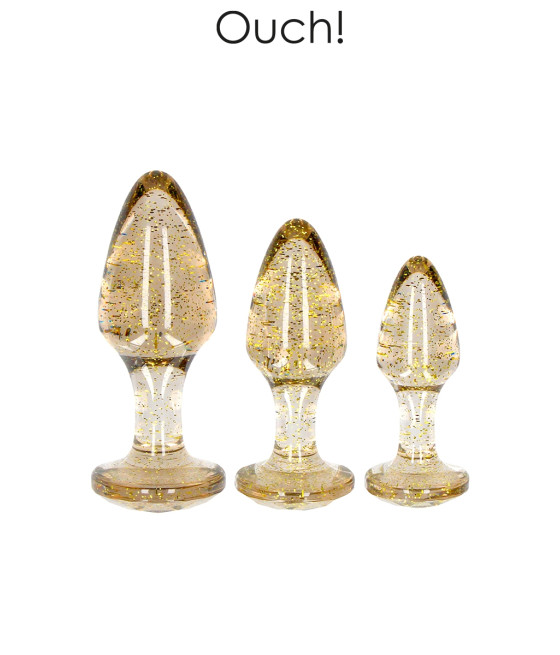 Set 3 plugs pailletés dorés en acrylique - Ouch!