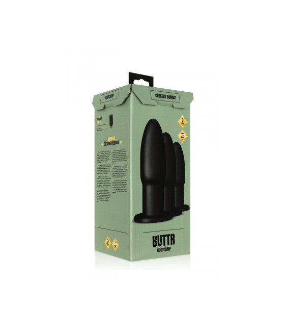 Kit entrainement anal 3 plugs Cluster Bombs - Buttr