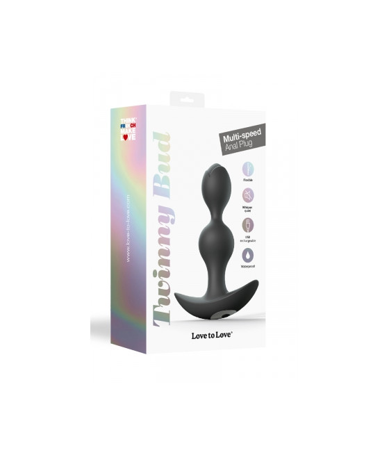 Plug anal vibrant Twinny Bud noir Plug anal vibrant Twinny Bud noir