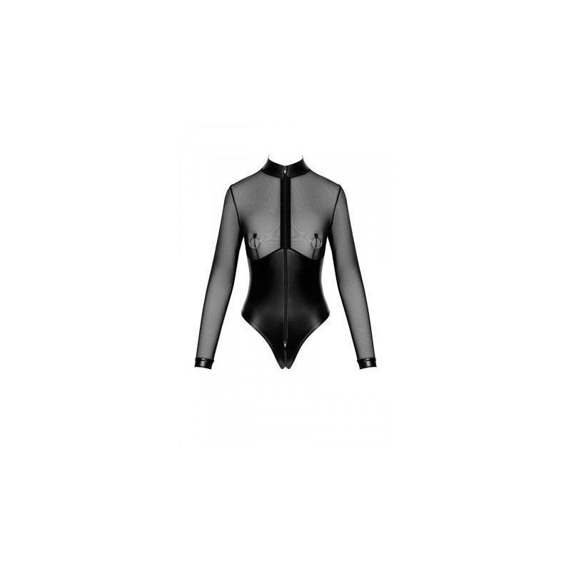 Body Edge zippé avec anneaux F321 wetlook et tulle