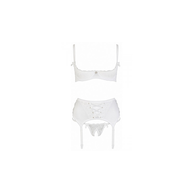 Ensemble lingerie 3 pièces ouvert blanc - Cottelli Lingerie