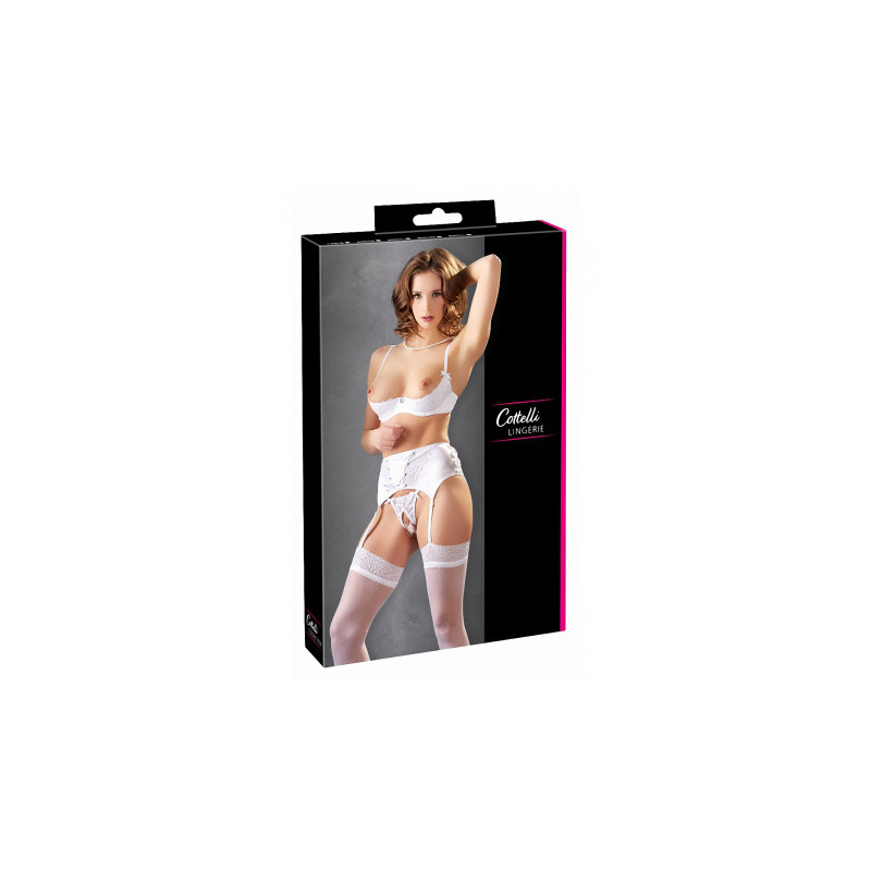 Ensemble lingerie 3 pièces ouvert blanc - Cottelli Lingerie