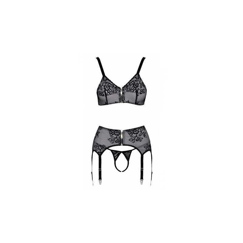 Ensemble coquin ouvert 3 pièces gris - Cottelli Lingerie