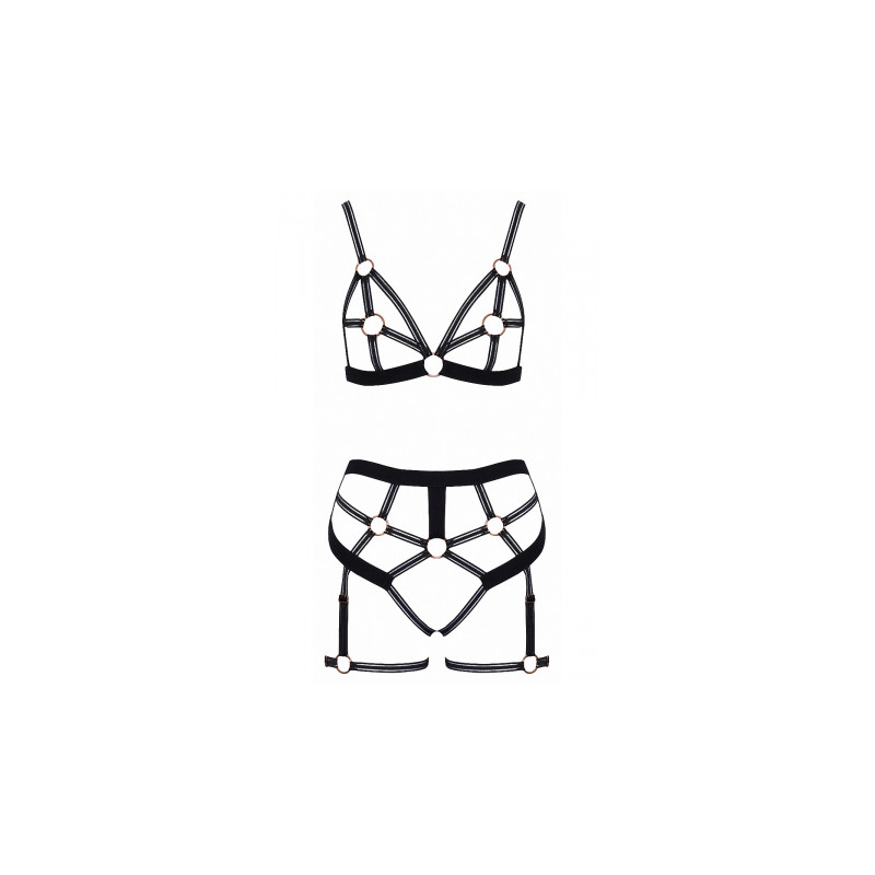 Set lingerie BDSM harnais noir - Cotelli Lingerie