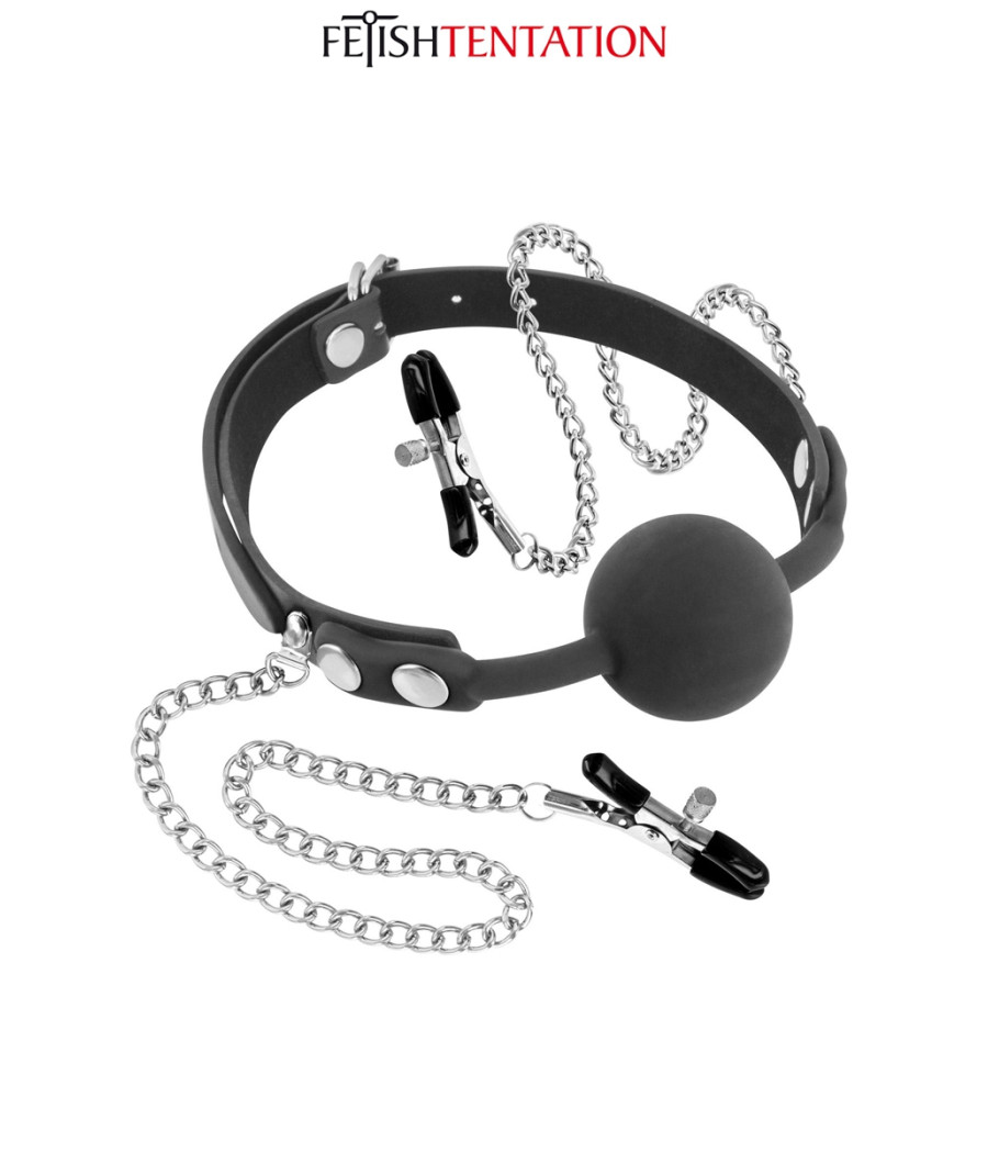 Baillon pinces à tétons - Fetish Tentation Baillon pinces à tétons - Fetish Tentation