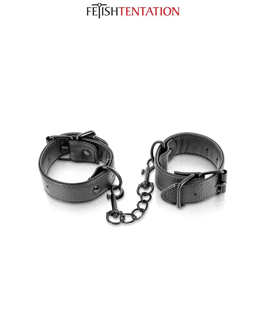 Menottes simili cuir ajustables - Fetish Tentation Menottes simili cuir ajustables - Fetish Tentation