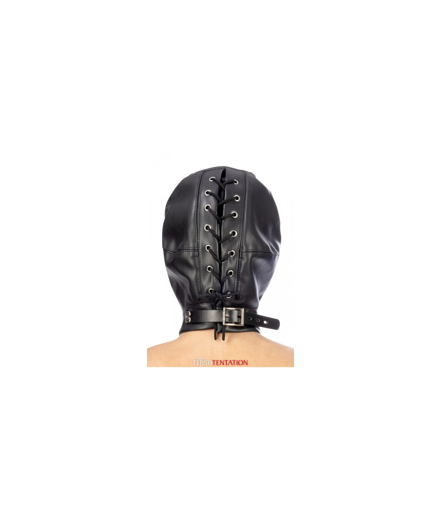 Cagoule BDSM simili cuir avec baillon amovible - Fetish Tentation