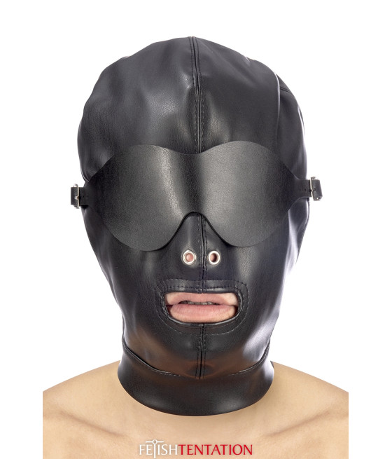 Cagoule simili cuir avec bandeau amovible - Fetish Tentation