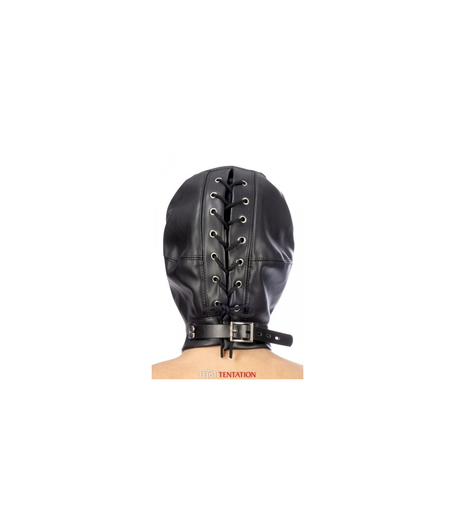 Cagoule simili cuir avec bandeau amovible - Fetish Tentation