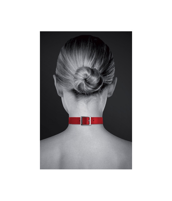 Collier Fetish rouge avec anneau - Bijoux Pour Toi